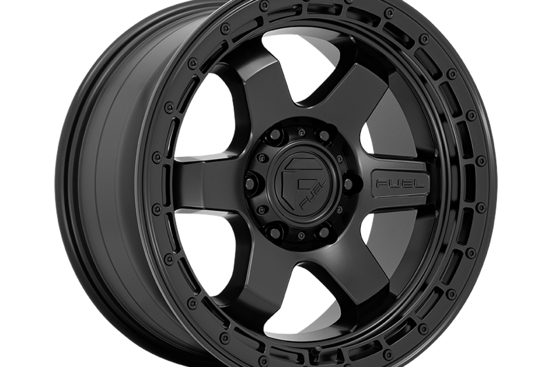 Llanta de aleacin D750 Block Negro Mate C/ Anillo Negro Fuel 9.0x18 ET1 71,5 5x127