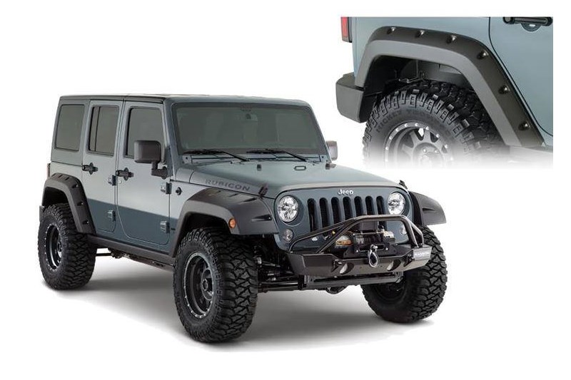 Rear fender flares standard coverage Bushwacker Pocket Style Wrangler JK 4 Door 07-18