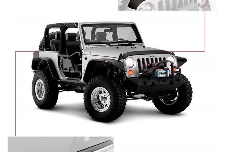 Hood and tailgate protector set Bushwacker Wrangler JK 