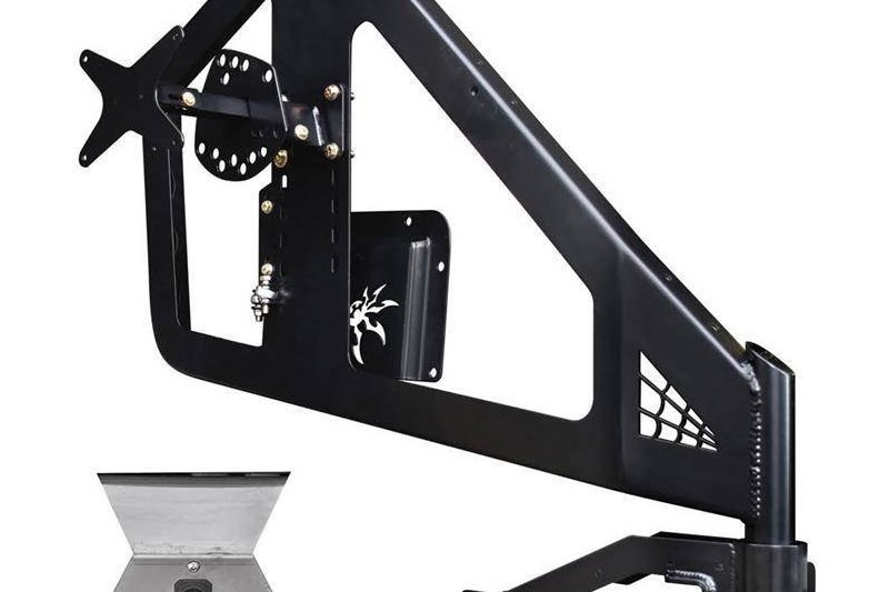 Frame mounted tire carrier with camera bracket Poison Spyder