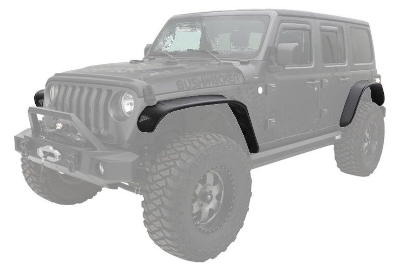 Front and rear fender flares standard coverage Bushwacker Flat Style Wrangler JL 