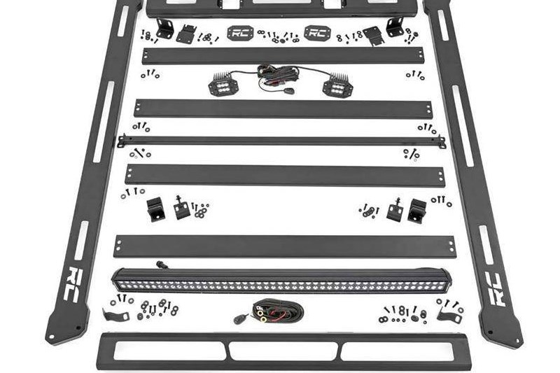 Roof rack system for hard top with LED lights Rough Country Wrangler JL 