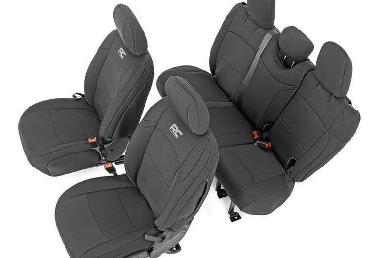 Seat cover set neoprene black Rough Country Wrangler JL 4 Door 18-present