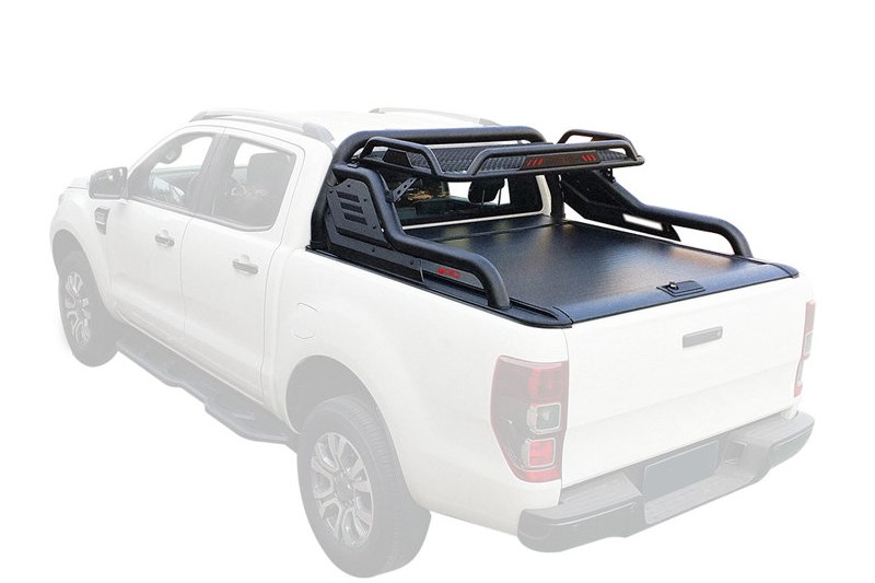 Aluminum retractable bed cover and sport bar with luggage rack OFD R3 Hilux 15-present