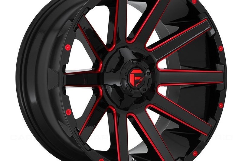 Llanta de aleacin D643 Contra Gloss Black/Red Tinted Clear Fuel 9.0x20 ET20 110,1 5x139.7;5x150