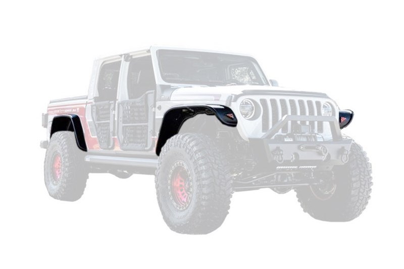 Front and rear fender flares standard coverage Bushwacker Flat Style Gladiator JT 20-present