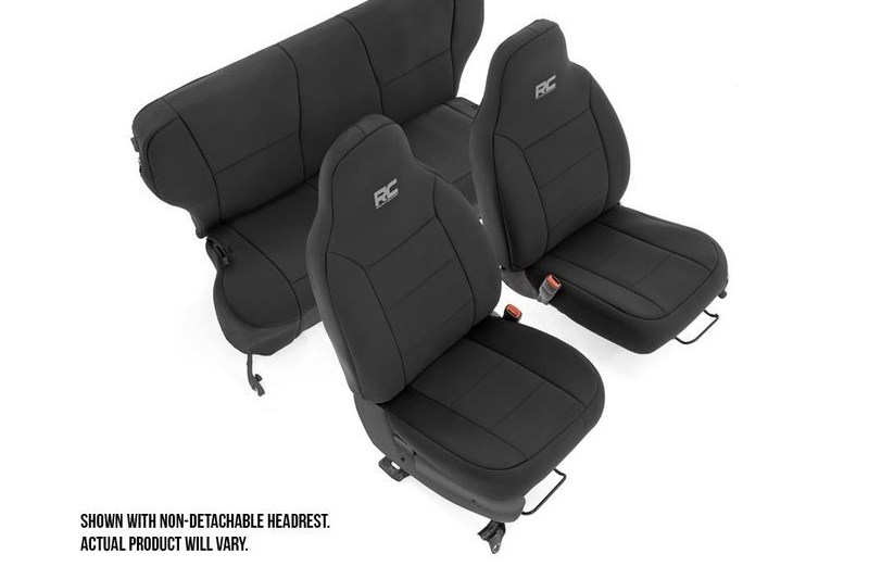 Seat cover set neoprene black Rough Country Cherokee XJ 97-01