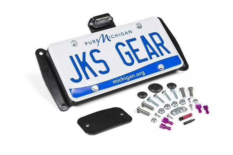 License plate relocation kit with light JKS Wrangler JK 