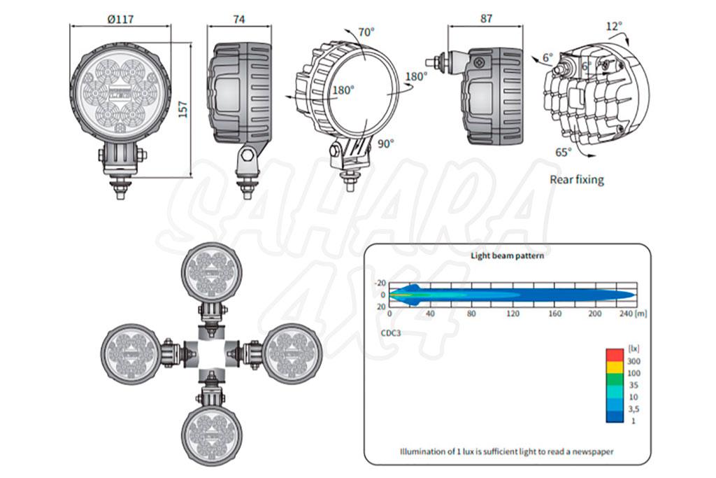 Faro largo alcance LED HR CE Ø117 12.5CD 12/24V