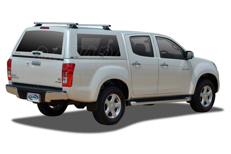 HardTop ALPHA CME en fibra, con portones laterales elevables en cristal - Para D-Max 2012- (doble cabina).