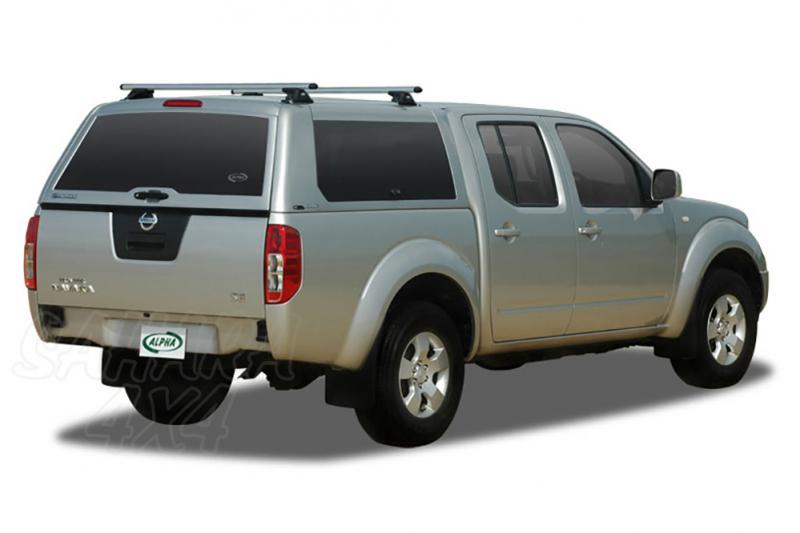 HardTop ALPHA CME en fibra, con portones laterales elevables para Nissan Navara D40 2005-2015 - Con ventanas de cristal. Para Doble cabina