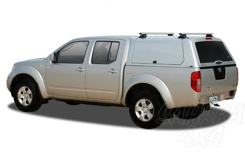 HardTop ALPHA CME en fibra, con portones laterales elevables para Nissan Navara D40 2005-2015 - Con ventanas de fibra. Para Doble cabina