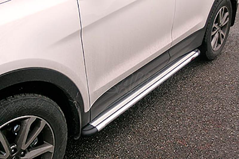 Side steps aluminum platform. type S50 for Hyundai Santa Fe 2012-