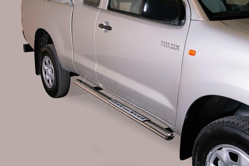 Pareja de estribos en tubo inox, seccin oval, con pisantes. Tipo DSP para Toyota Hilux Vigo  - Para Extra cabina del 2005-2016