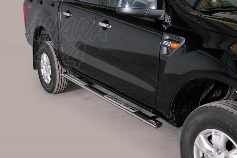 Estribos en tubo inox, seccin oval, con pisantes. Tipo DSP para Ford Ranger 2012- (doble cabina) - 