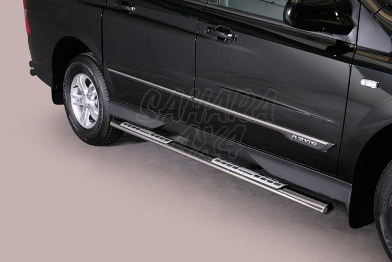 Side steps inox, oval section. Type DSP for SSangyong Actyon Sport 2012- - 