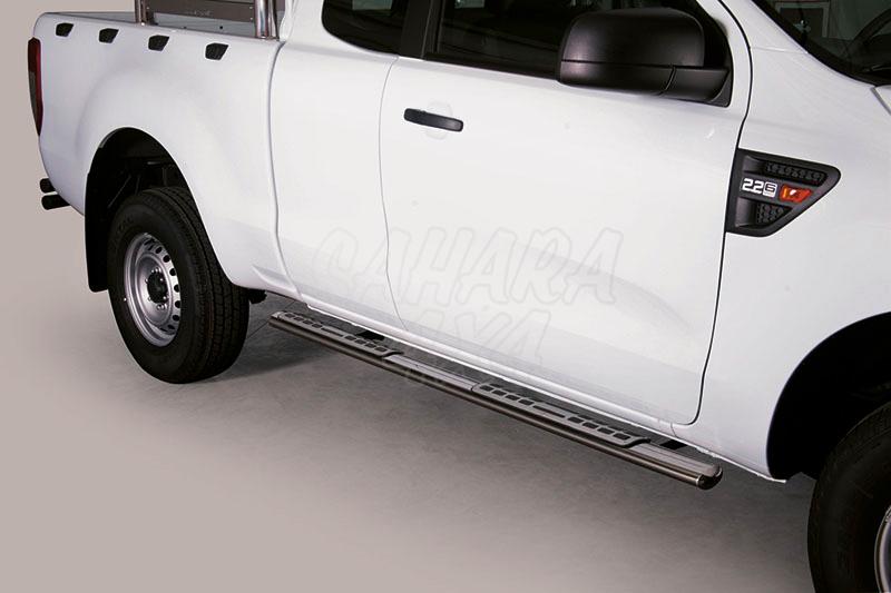 Estribos en tubo inox, seccin oval, con pisantes. Tipo DSP para Ford Ranger 2012- (extra cabina) - 