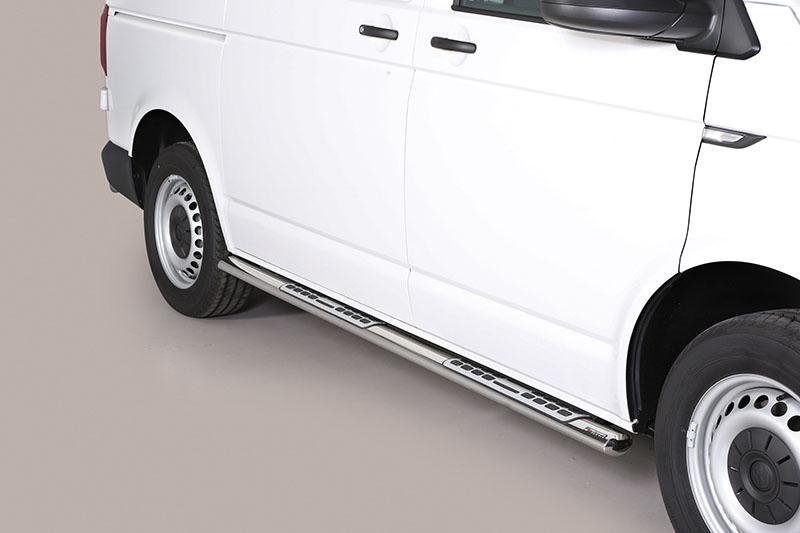 Stainless steel tube side steps with Oval clips Vw Transporter T5 2010+