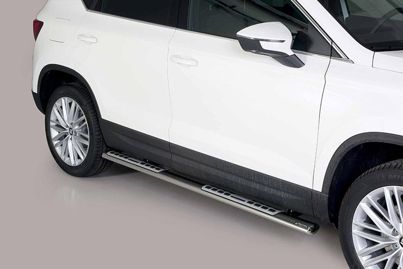 Side steps inox, with platform to step. Type DSP for Seat Ateca 2017-