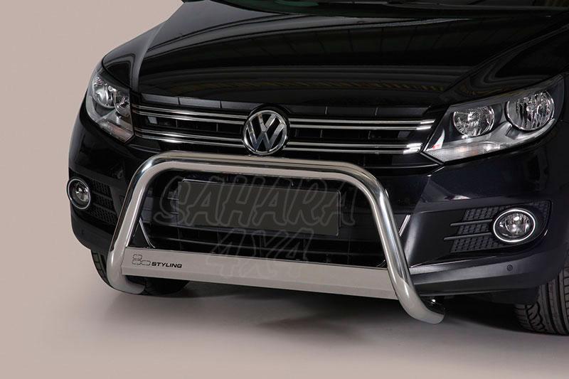 Defensa central inox 63mm con traviesa para Volkswagen Tiguan 2011- - Para Sport&Style y Trend&Fun