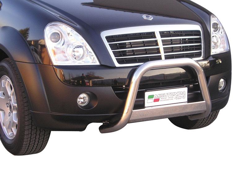 Defensa central inox 63mm con grabacin. Homologacin CE para SSangyong Rexton II 2006-2012