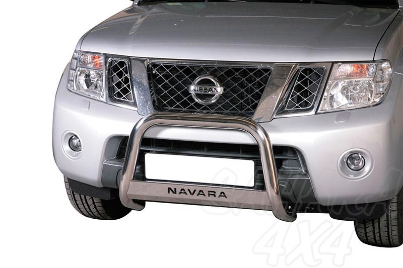 Defensa central inox 63mm con grabacin. Homologacin CE para Nissan Navara D40 2010-