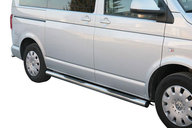 Side steps inox 76mm with steeping for Vw Transporter T5 2010+