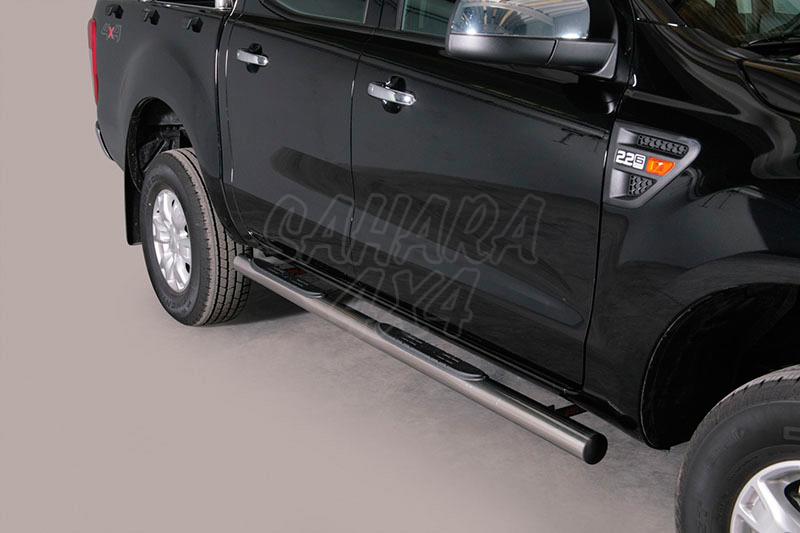 Estribos en tubo inox 76mm, con pisantes para Ford Ranger 2012-