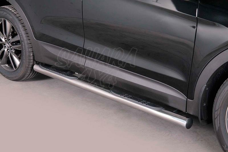 Side steps steel 76mm, with pisantes for Hyundai Santa Fe 2012-