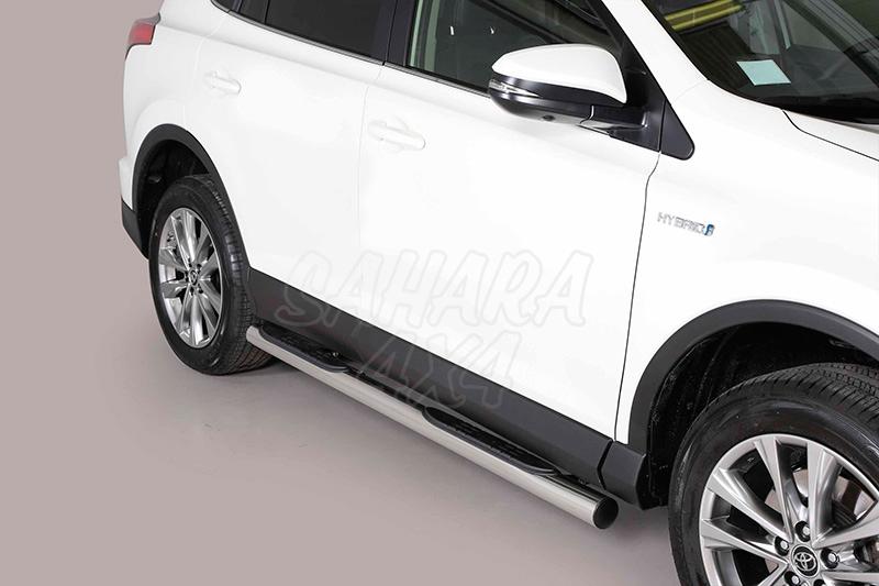 Pareja de estribos en tubo inox 76mm, con pisantes para Toyota Rav4 2013-