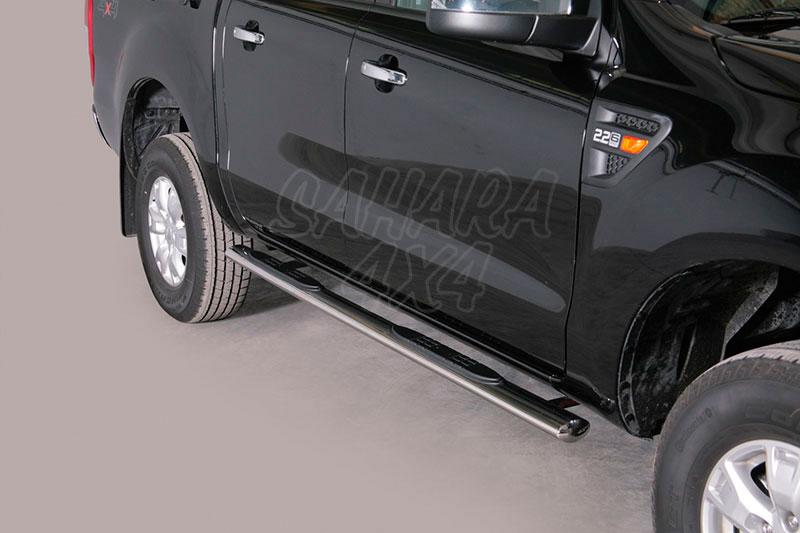 Estribos en tubo inox, seccin oval, con pisantes para Ford Ranger 2012- - Doble cabina