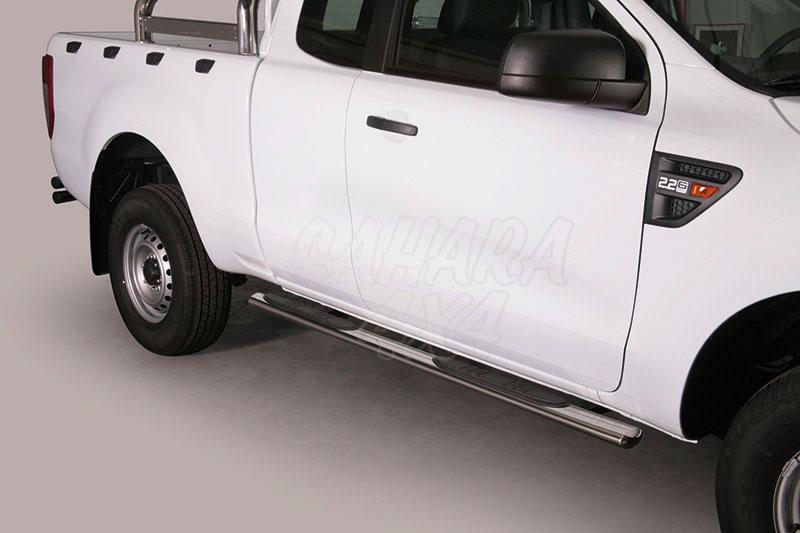 Estribos en tubo inox, seccin oval, con pisantes para Ford Ranger 2012- - Extra cabina