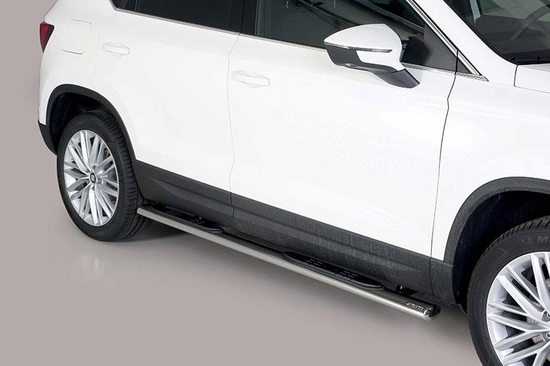Side steps inox oval with platform to step for Seat Ateca 2017-