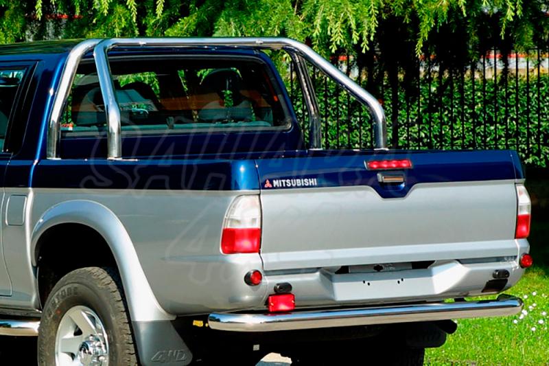 Rollbar en acero inox 76mm, con traviesa lateral para Mitsubishi L-200 1996-2006 - Para Doble y Simple cabina. (imagen no contra actual)