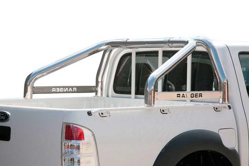 Rollbar en acero inox 76mm, con traviesa lateral para Ford Ranger 2009-2012