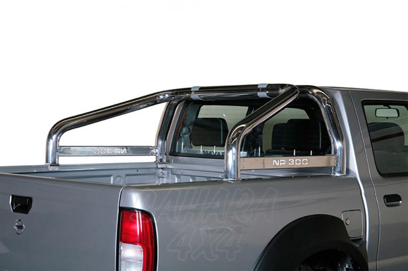 Rollbar en acero inox 76mm, con traviesa lateral para Nissan NP300 2008-