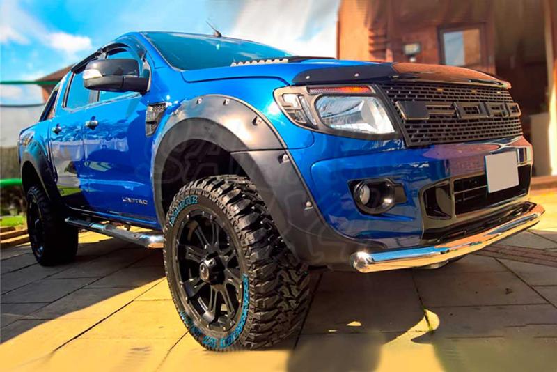 Aletines XXL en ABS negro +40mm para Ford Ranger 2012-2016 - Kit de 6 aletines +40mm. Instalacin sin perforar.