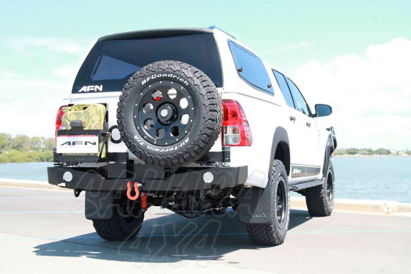 Rear bumper with double support tire and jerrycan - 