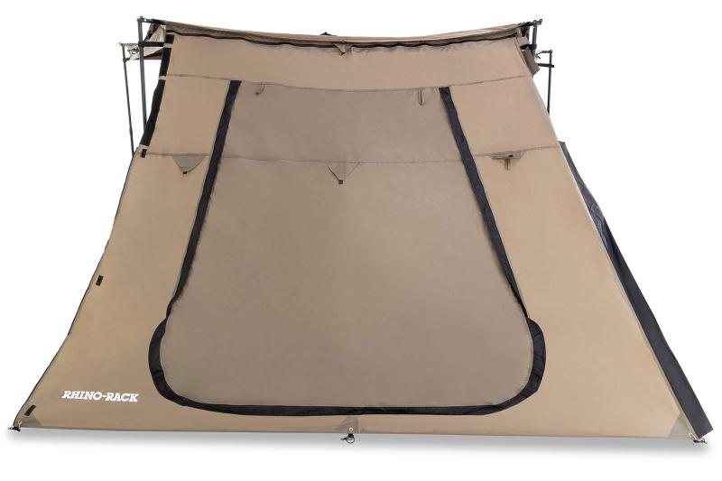 Batwing Tapered Extension with Door - The new Rhino-Rack Batwing Tapered Zip Extension with Door attaches to both left and right hand Batwing awnings, allowing for any area under the Batwing to be both full enclosed or open to allow light and breeze through.