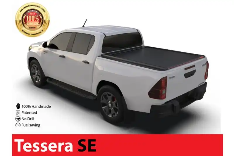 Tessera SE roll-up hood in matte black Toyota Hilux Revo 2016+ - For Dual Cab, 