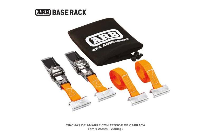 2 Cinchas de amarre con tensor de carraca 3m x 25mm  - Vlido para Bacas Base Rack ARB *Seleccionar diferentes opciones