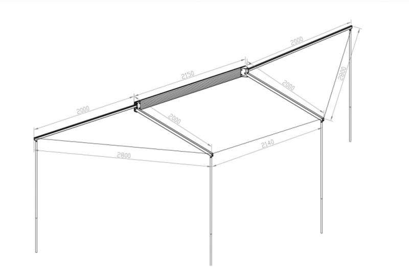 Toldo lateral RockAlu 360º lado derecho - Medidas cerrado  2.15 mts , 