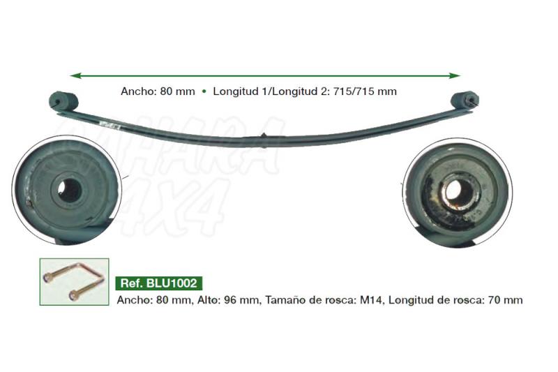 Ballesta trasera HD para Citroen Jumper 94-06 - Ancho 80 mm , longitud 715 mm , 2 hojas