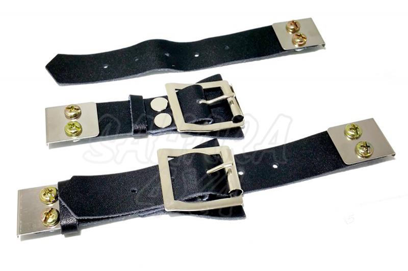 Black Leather Bonnet Straps - Supplied in pairs suitable for Minis etc. As used by vintage and historic racers.