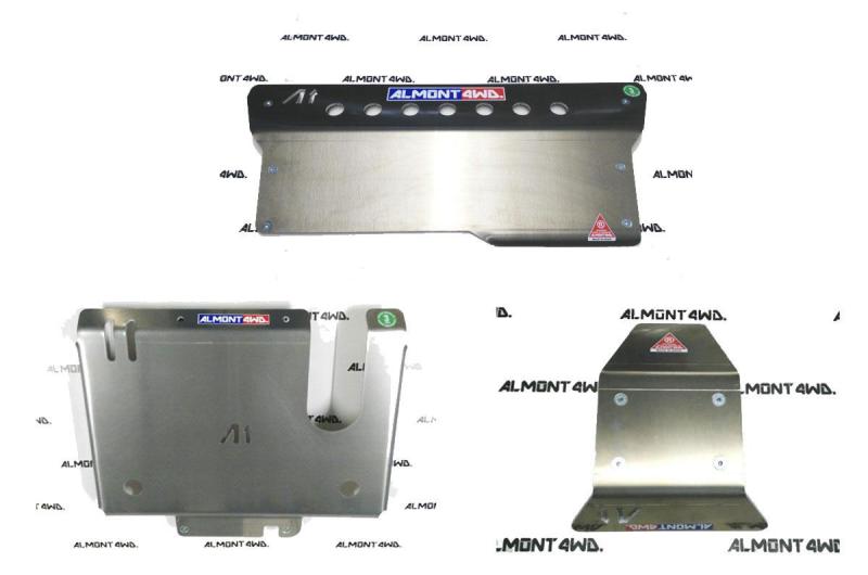 Pack Protectores Almont 4WD Jeep Wrangler JK: Frontal+cambio+Motor diesel+Deposito+diferencial