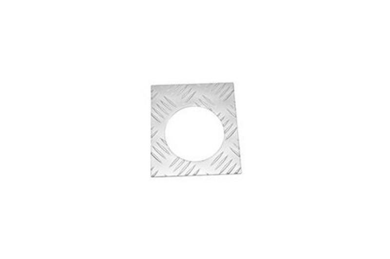 Silver chequer plate fuel filler surround for Defender 1998 on