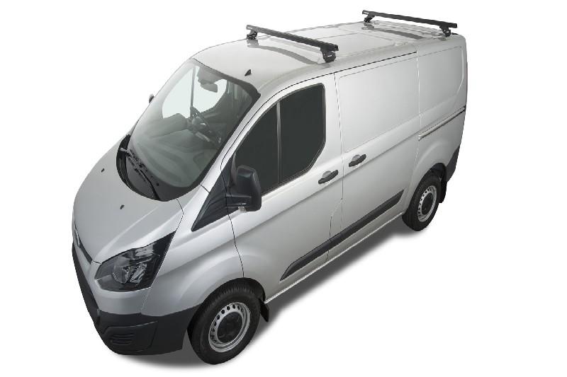 Heavy Duty RLTP Black 2 Bar Roof Rack FORD Transit Custom 2dr Van SWB 02/14 On - The Heavy Duty RLTF Trackmount system is fixed to your roof using a specialised track. The high profile design is ideal for highly curved roofs. In addition to its strength and durability, you have the added benefit of being able to slide your bars along the track to accommodate loads of various length.