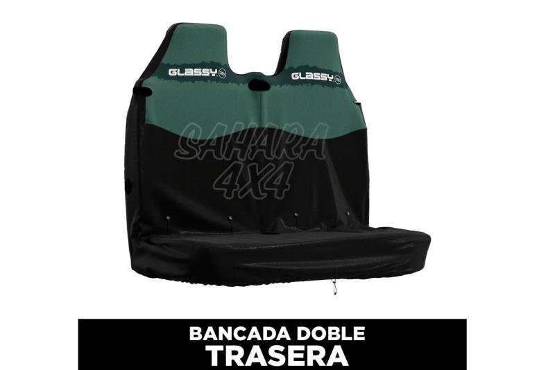 Funda de asiento doble trasera impermeable GLASSY Army (Verde militar y negro) - * Comprobar medidas y compatibilidad en detalles. Precio por unidad.