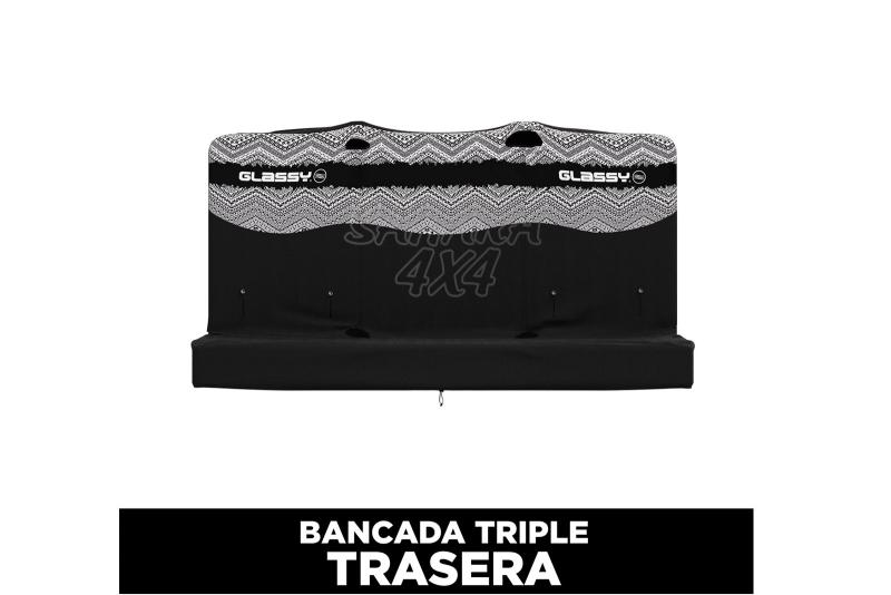 Funda de asiento triple trasera impermeable GLASSY Etnica (Blanco y negro) - * Comprobar medidas y compatibilidad en detalles. Precio por unidad.