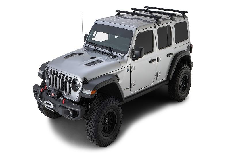 3 Barras de techo Rhino Rack Heavy Duty RCL Negras JEEP Wrangler JL 4dr 4WD Hard Top 04/19 On